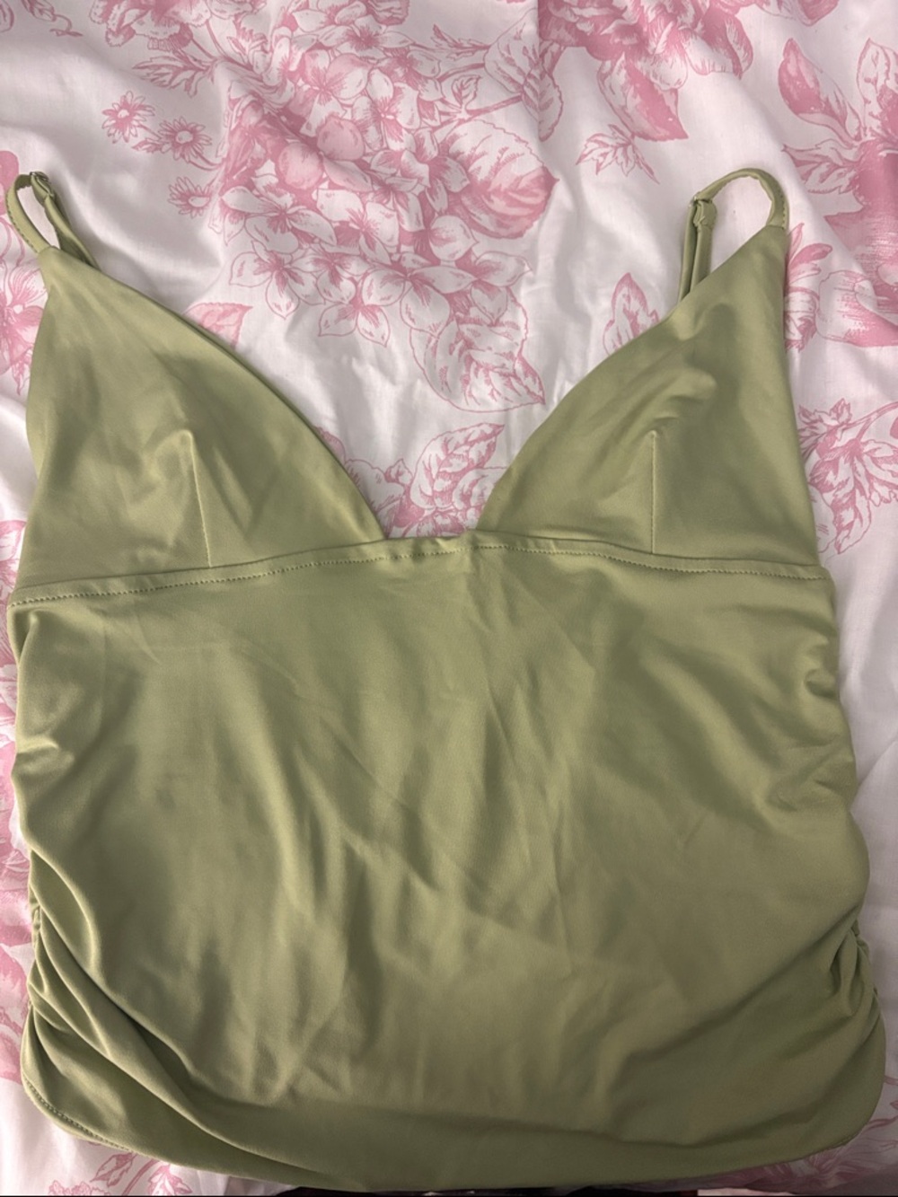 Olive Green Satin Cami Tank Top